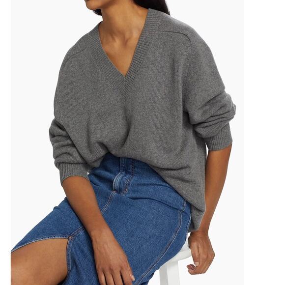 Theory Karenia Felted Wool Cashmere Sweater Gray Small - Picture 4 of 9